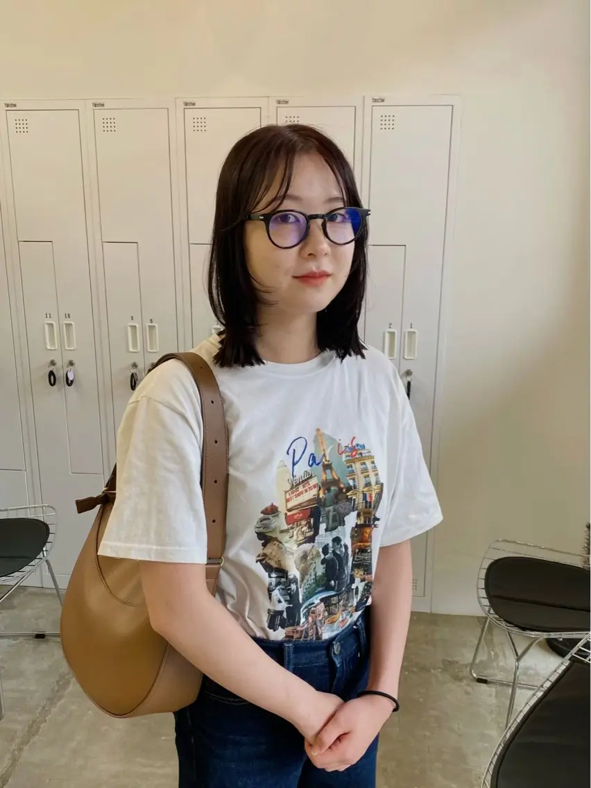 ミディアム カラー グレージュ パープルカラー パープルグレージュ 顔まわりレイヤー レイヤーカット サトウ リョウのヘアスタイル