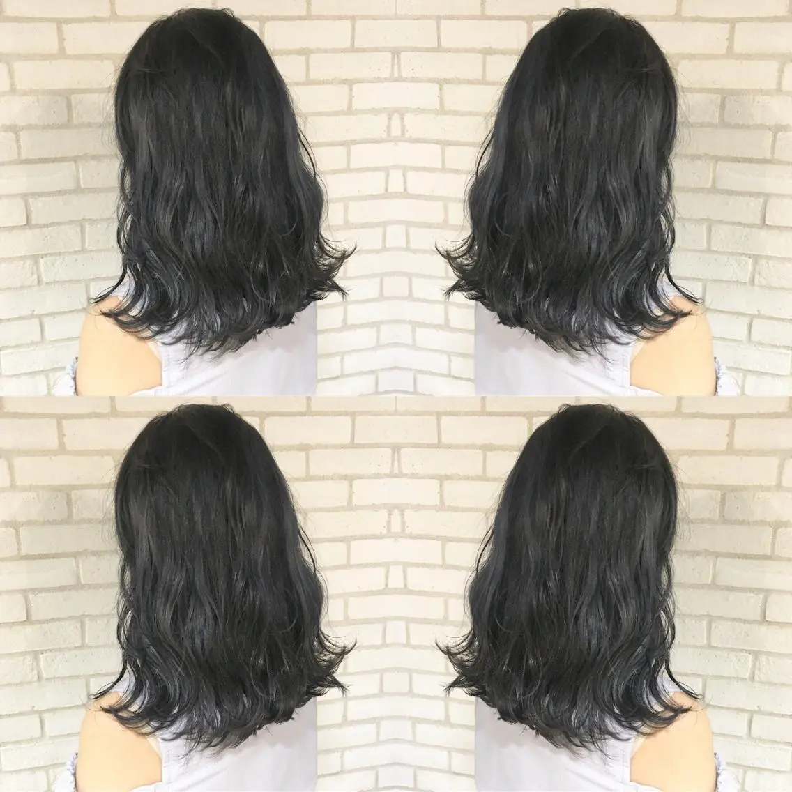 セミロング カラー ブリーチ ネイビーカラー 佐藤 高徳のヘアスタイル