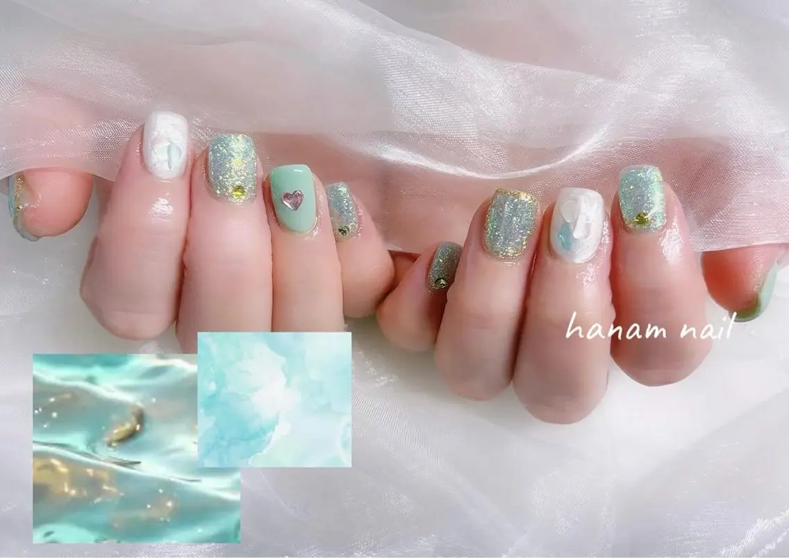 ネイル hanam nail 🌿🩵ハナムネイルのネイルデザイン