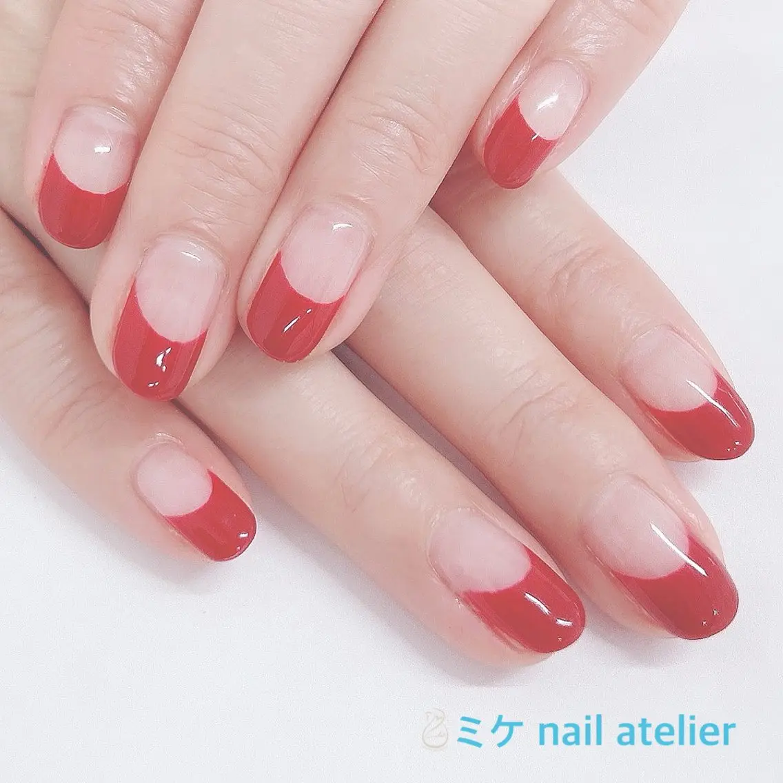ネイル ボルドー フレンチネイル ジェルネイル 赤色 ハンドネイル h. rikaのネイルデザイン