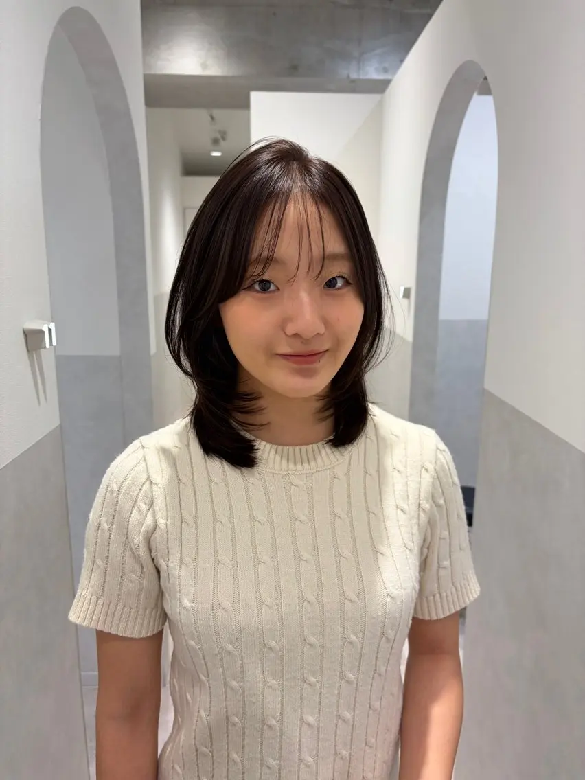 ミディアム カラー カット ヘアカラー トリートメント AYANO /レイヤー/オリーブのヘアスタイル
