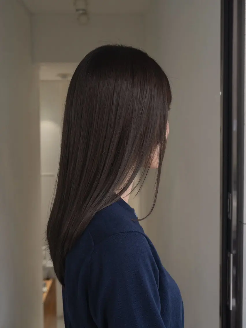 ミディアム カラー グレージュ レイヤーカット 酸性ストレート カット ヘアカラー トリートメント navile原宿 yumaのヘアスタイル