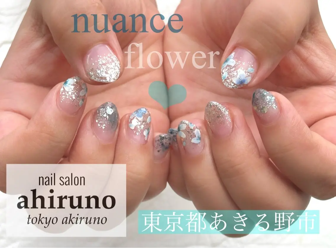 ネイル アートネイル キラキラネイル ラメ(グリッター) ショートネイル 夏ネイル ハンドネイル 東京あきる野市ネイル ✿ yuiのネイルデザイン