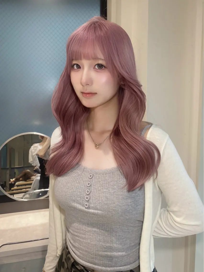 セミロング ヘアカラー ミルクティー/韓国ヘ アHaruka🎀のヘアスタイル