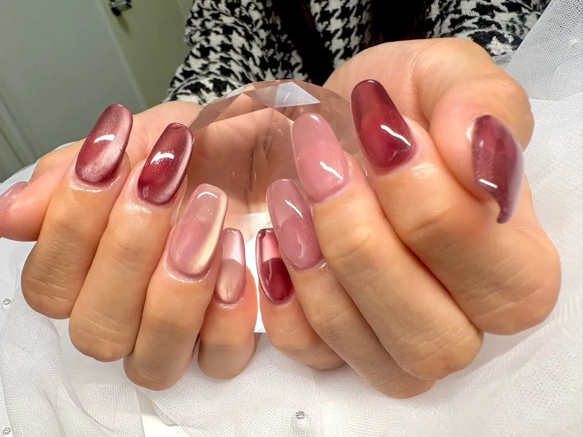 ネイル 長さ出し マグネットネイル ワンカラーネイル 新宿マグネット Mii Nailのネイルデザイン