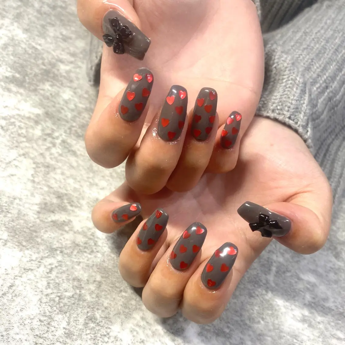 ネイル ハート 赤色 ハンドネイル ★Rinail... .のネイルデザイン