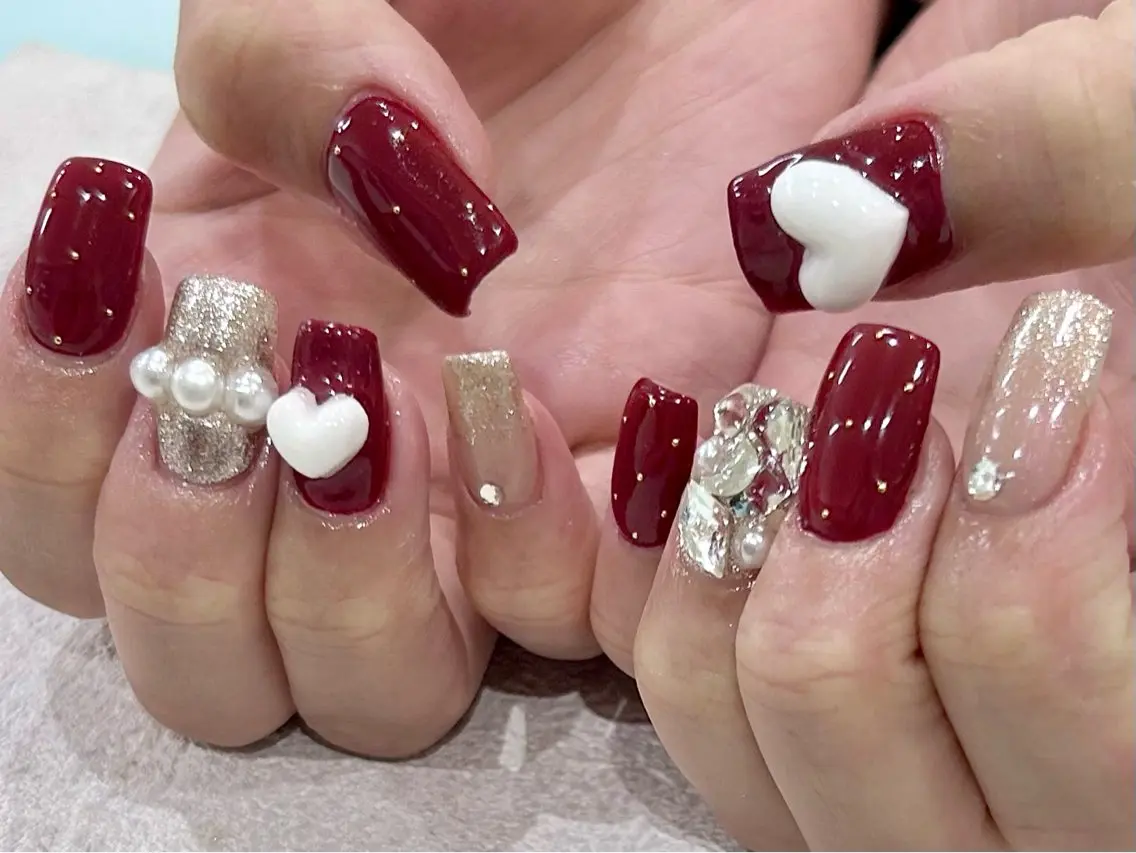 ネイル ジェルネイル パラジェル ストーンネイル ハンドネイル muum_nail 新宿2分 三丁目1分のネイルデザイン