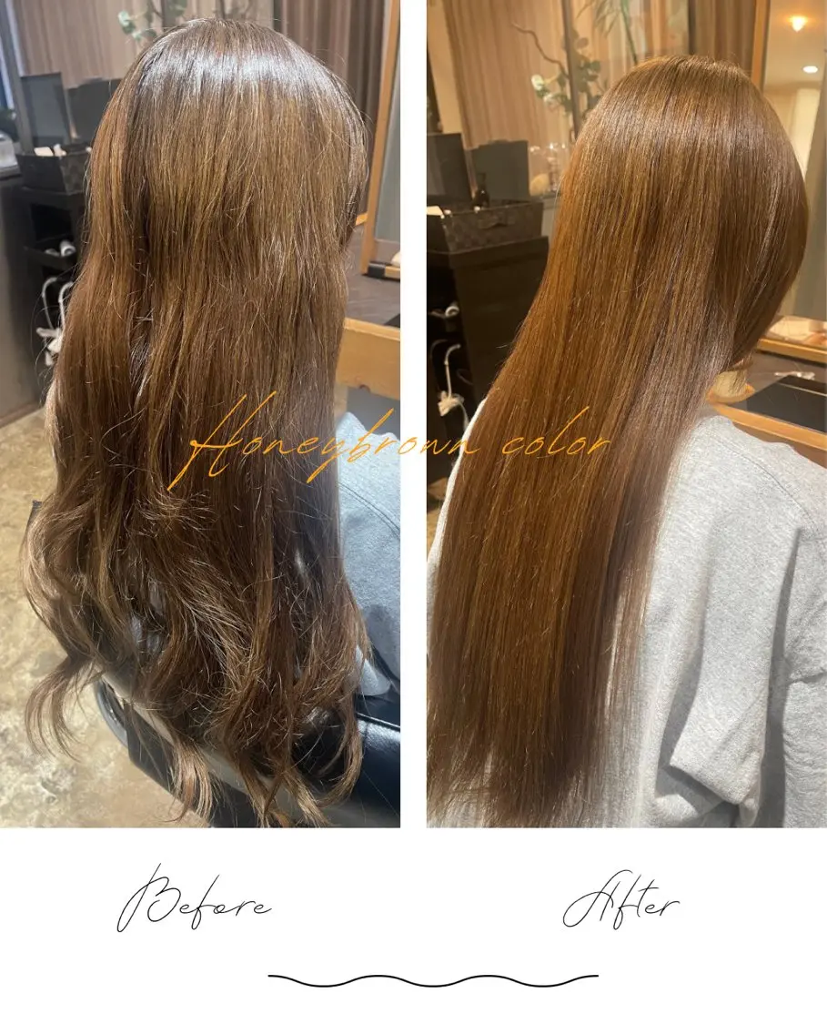 カラー ブリーチ ブラウンカラー カット ヘアカラー トリートメント 🌱ONE003🌱 原田涼香のヘアスタイル