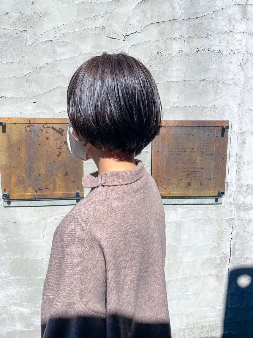 ショート ショートボブ 丸みショート ボブ ショートヘア カット ヘアカラー ショート/レイヤー/ ツヤ髪/なかちゃんのヘアスタイル