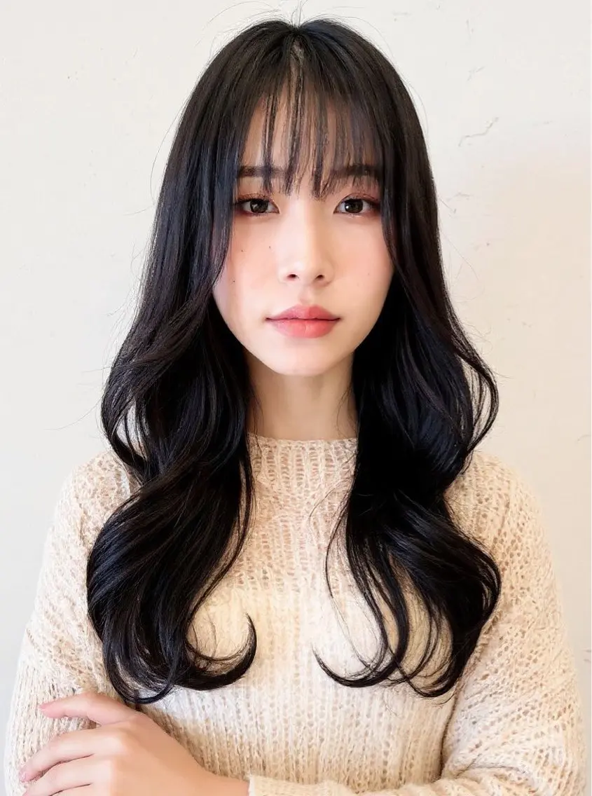ロング 顔まわりレイヤー 顔周りカット 髪質改善 レイヤーカット ロング カット ヘアカラー 中島 綾香のヘアスタイル