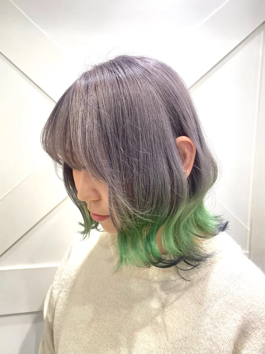 ミディアム カラー ヘアカラー 縮毛矯正／ハイライト 💙mai🐈のヘアスタイル