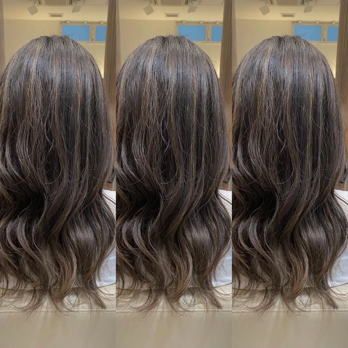 セミロング ハイライト 鈴木 奈波のヘアスタイル