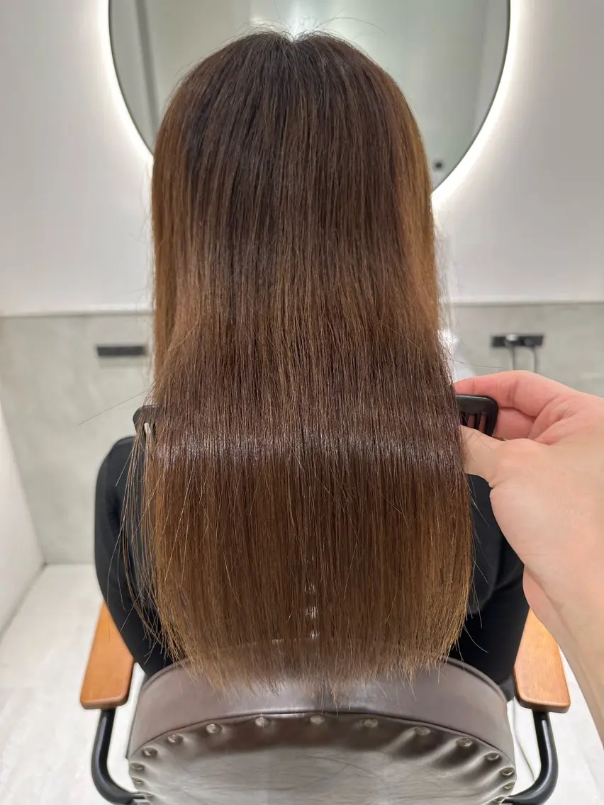 セミロング カット 縮毛矯正 トリートメント 髪質改善 縮毛矯正/ レイヤー/銀座/本木のヘアスタイル