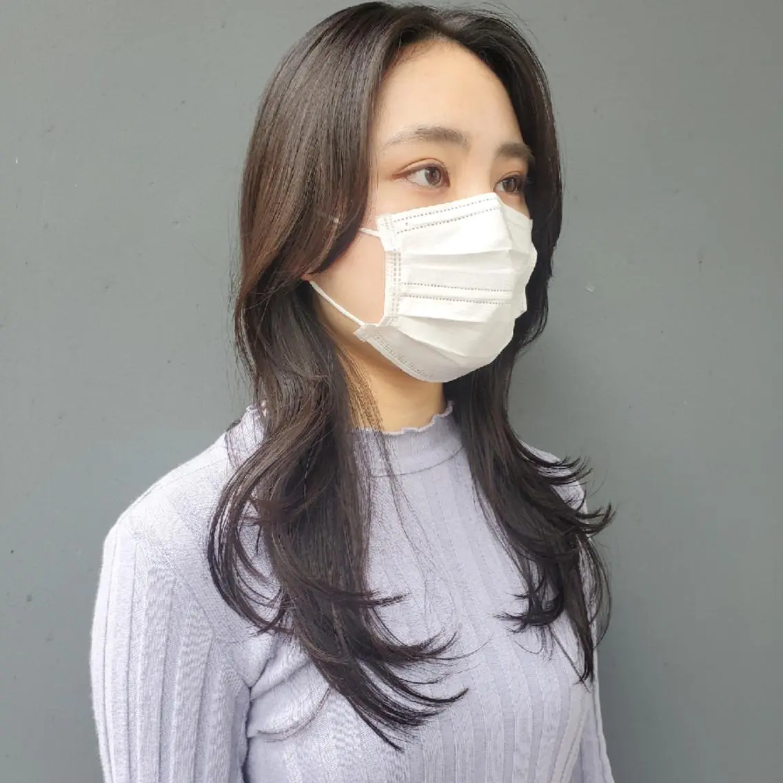 ロング ハッシュカット 韓国レイヤー suzuのヘアスタイル