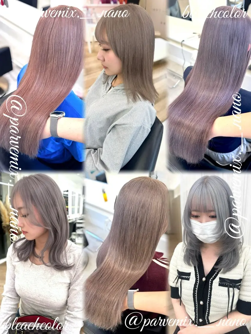 ロング カラー ヘアカラー NANO／ ブリーチ×レイヤーのヘアスタイル