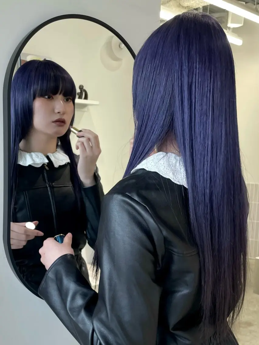 ロング カラー ブリーチ パープルカラー HARUKA/原宿 ショートカットモデルのヘアスタイル