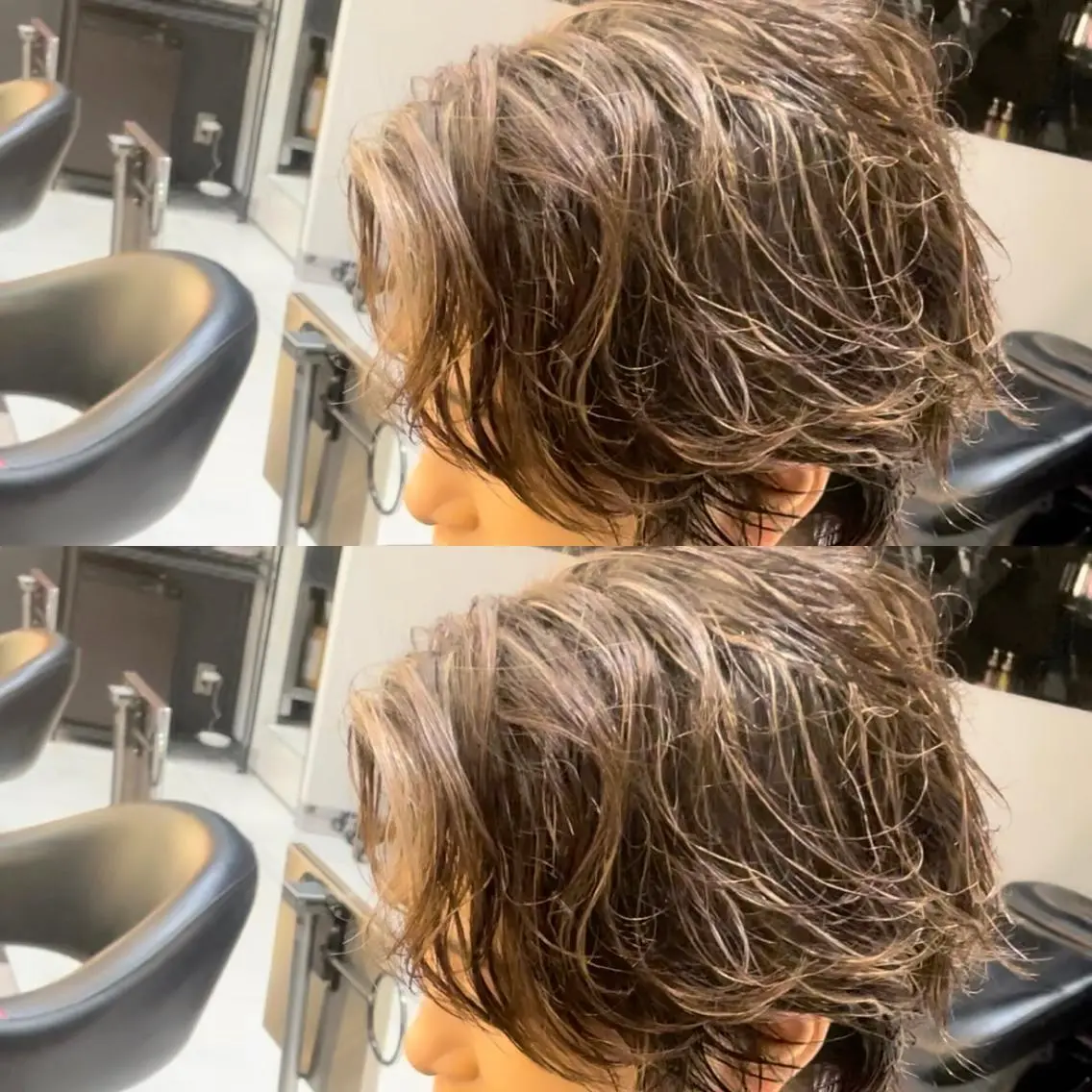 ショート パーマ メンズ メンズハイライト メンズパーマ ハイライト ニュアンスパーマ メンズヘア特化 崎田 成人のヘアスタイル