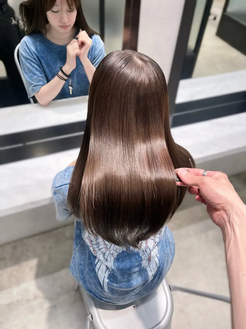ロング 髪質改善 トリートメント カット ヘアカラー トリートメント 韓国レイヤーカット 髪質改善▫️水野有真のヘアスタイル