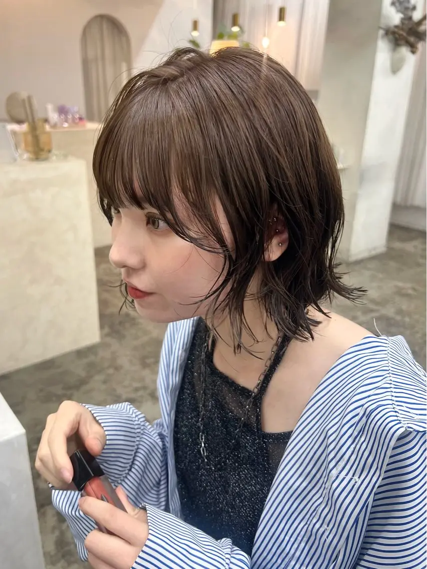 ショート カラー パーマ ベージュカラー ニュアンスパーマ Terve. 赤松 メイのヘアスタイル