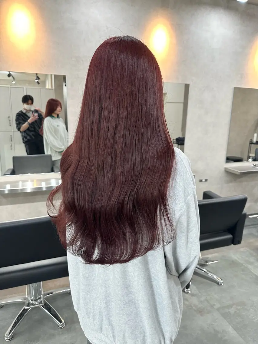 ロング カラー ヘアアレンジ ダブルカラー レッドカラー 境町/透明感カラー/ レイヤー/中茎涼太のヘアスタイル