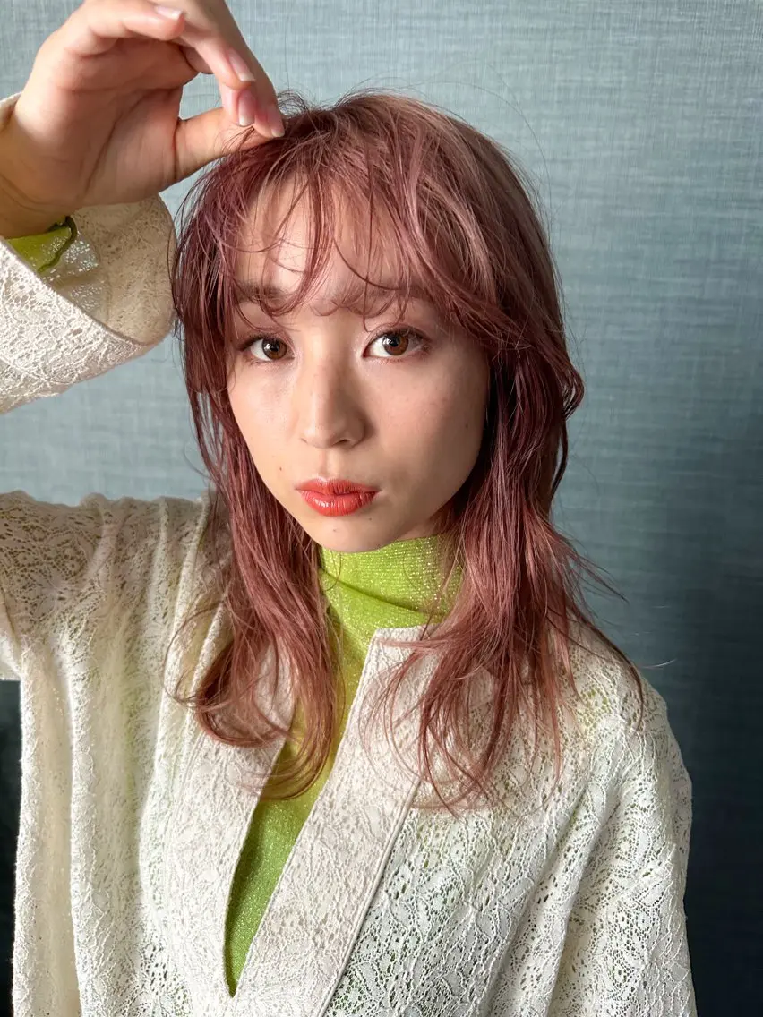 カラー ピンクカラー Kaho🌼/メンズ ニュアンスパーマのヘアスタイル