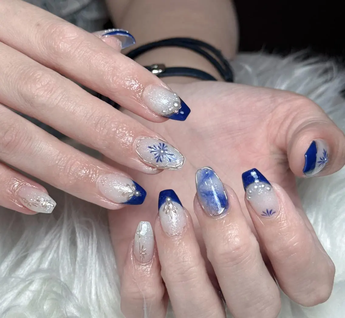 ネイル 成人式 フットネイル ジェルネイル マグネットネイル 大理石ネイル(マーブル) ハンドネイル K.bi_nail ネイル長さ出し専門店のネイルデザイン