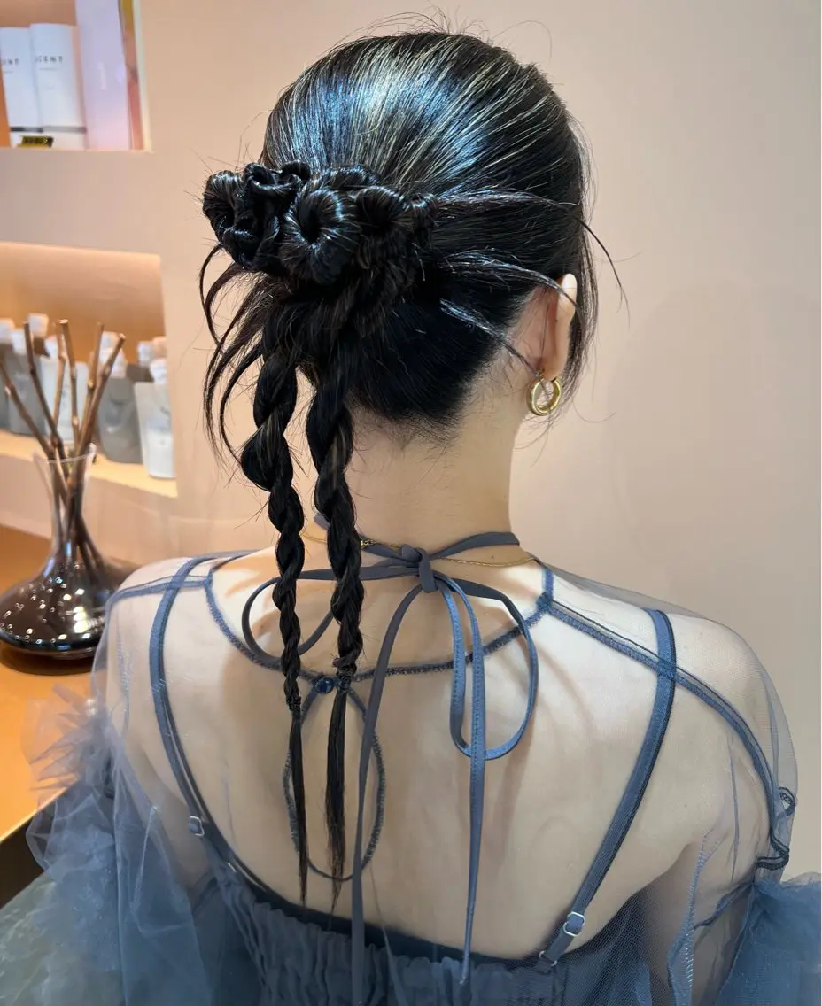 ロング カラー ヘアアレンジ ヘアセット ✨カチモリ✨レイヤー 韓国ヘア🇰🇷ゆいのヘアスタイル