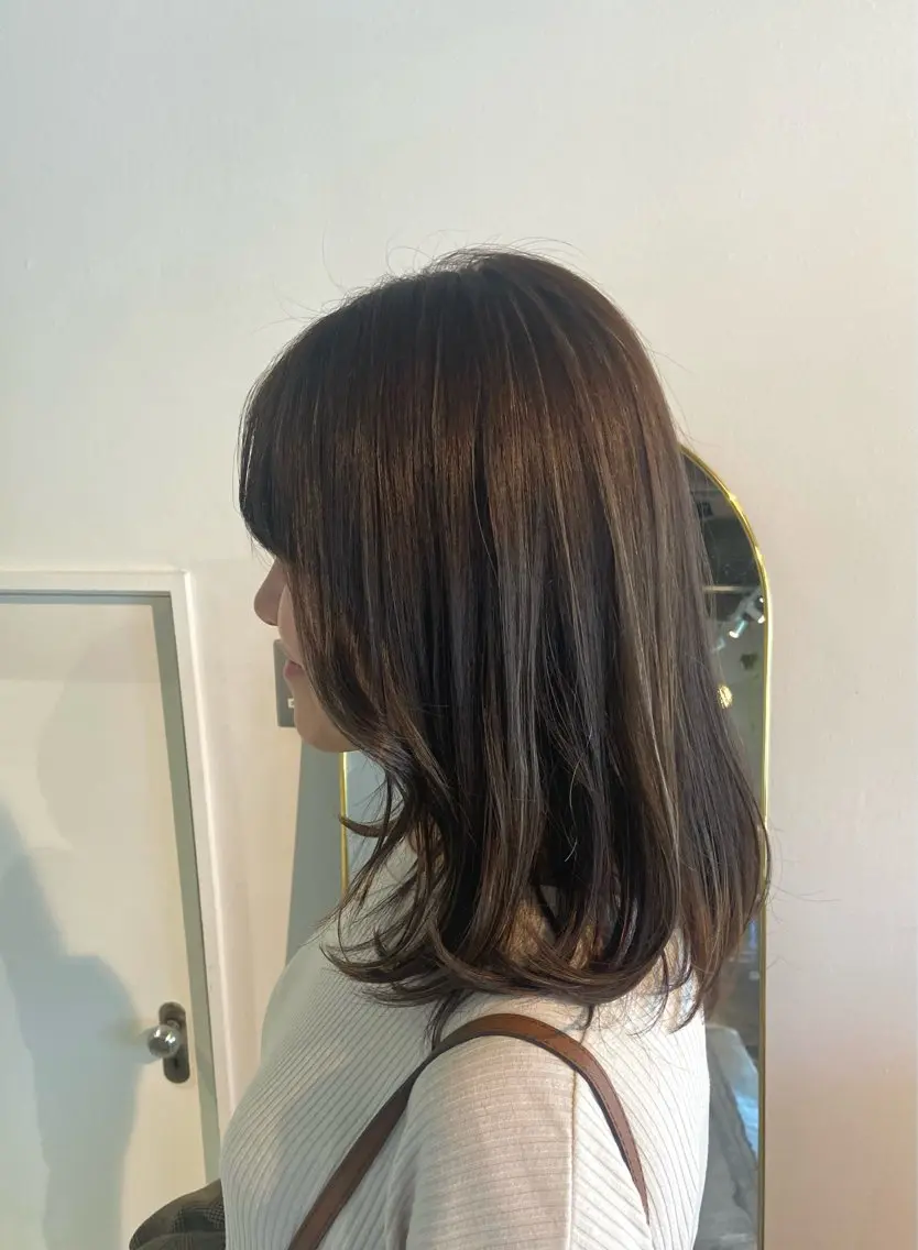 ミディアム カラー ハイライトカラー ハイライト 鳥本かりん／ パーマモデル募集のヘアスタイル