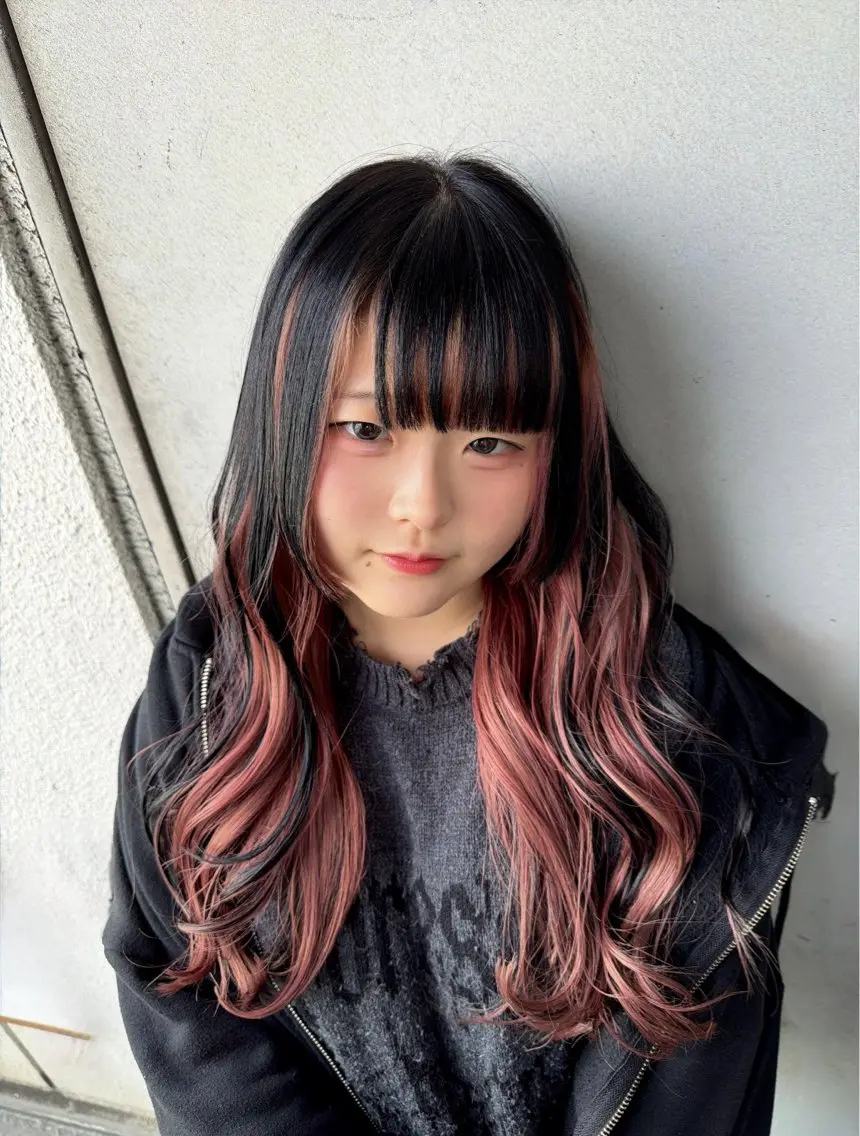 ロング カラー パーマ ヘアアレンジ 切りっぱなしボブ ブリーチ ケアブリーチ デザインカラー ダブルカラー 【.ico】心斎橋/ ウルフ/飛田ゆうきのヘアスタイル