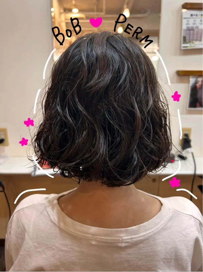 ミディアム パーマ ミディアムパーマ カット パーマ 五十嵐 未悠のヘアスタイル