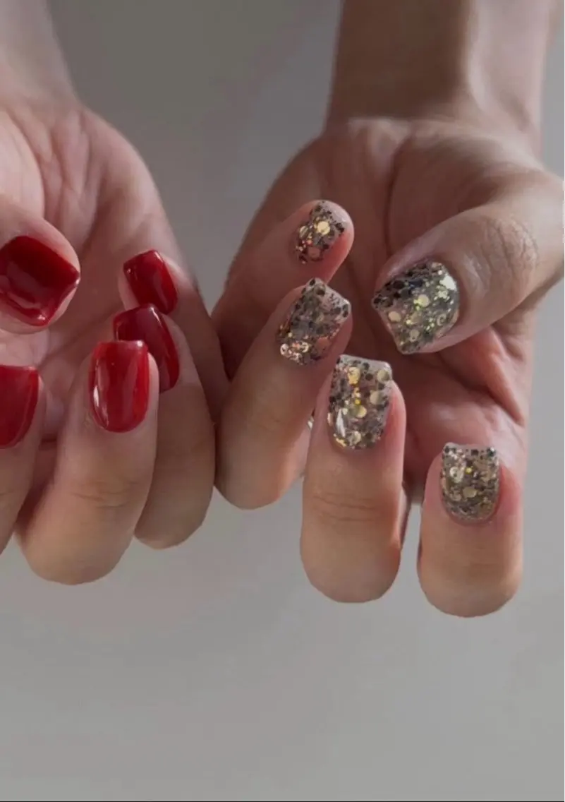 ネイル ゴールド 赤色 lily nailのネイルデザイン