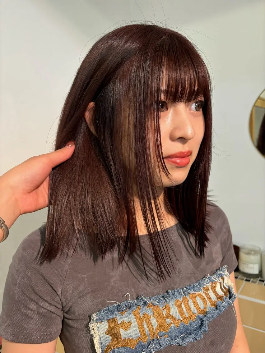 ミディアム カラー カット ヘアカラー トリートメント sakura🌸 レイヤー/韓国ヘアのヘアスタイル