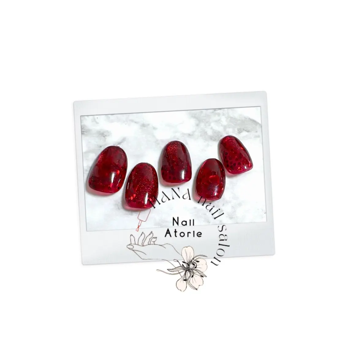 ネイル ハート マグネットネイル 赤色 ハンドネイル HaNA 　nail salonのネイルデザイン