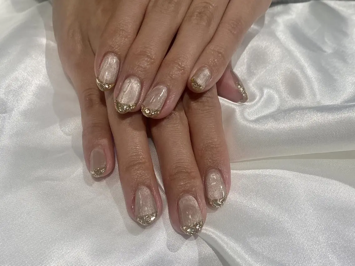 🎀大人気NO.5🎀💕ガラスフレンチ💕　多数ある色の中から選択可能！💅マグネットカラーはプラス1000円ですの写真