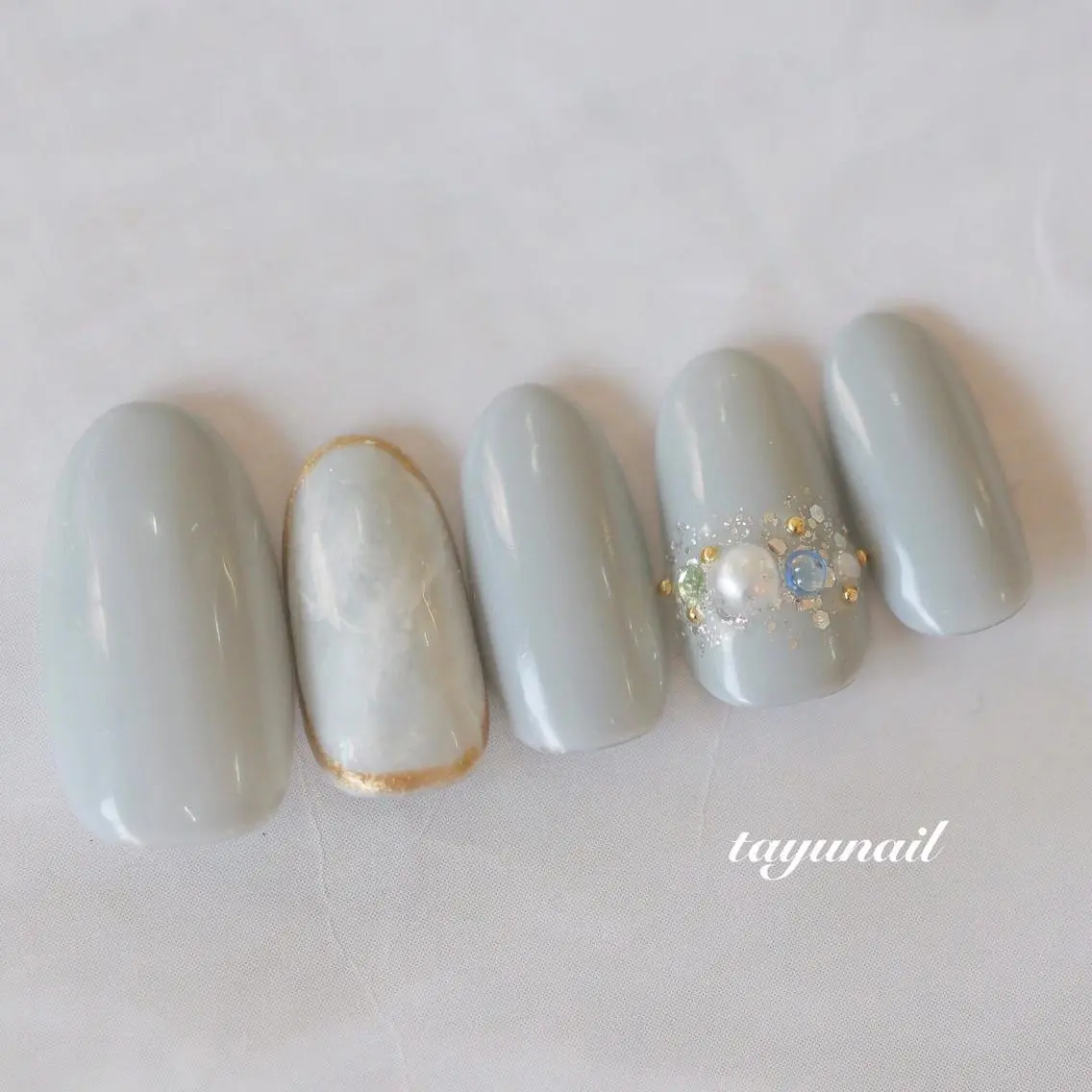 ネイル アートネイル ブルー ジェルネイル ニュアンスネイル ワンカラーネイル ハンドネイル ネイルサロン 【たゆnail】のネイルデザイン