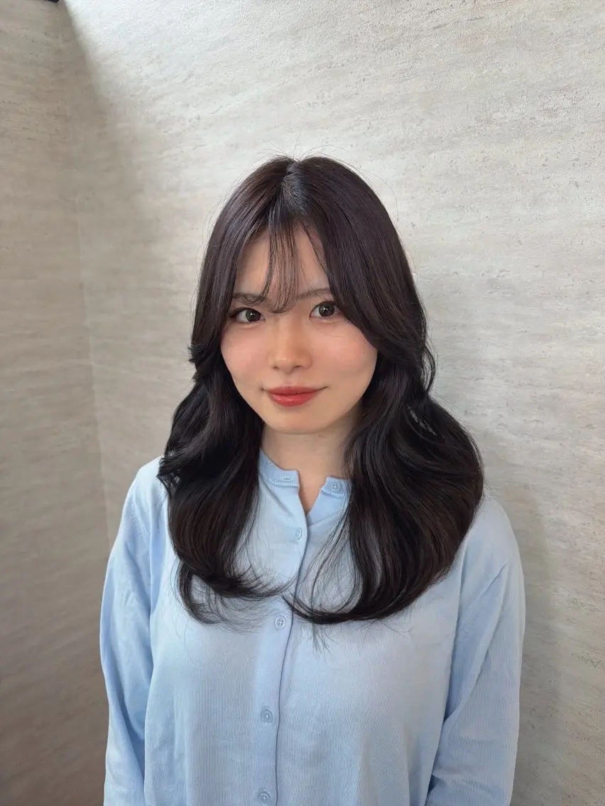 セミロング カラー ヘアアレンジ カット ヘアカラー トリートメント 韓国レイヤーカット/ 儚げカラーチナツのヘアスタイル