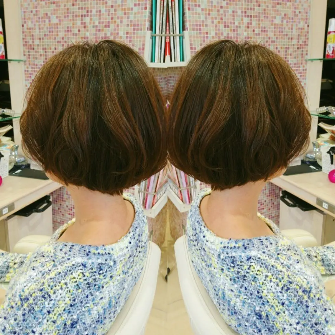 ショート カラー グラデーションカラー ボブ 社内カット講師・店長 菅原賢一のヘアスタイル