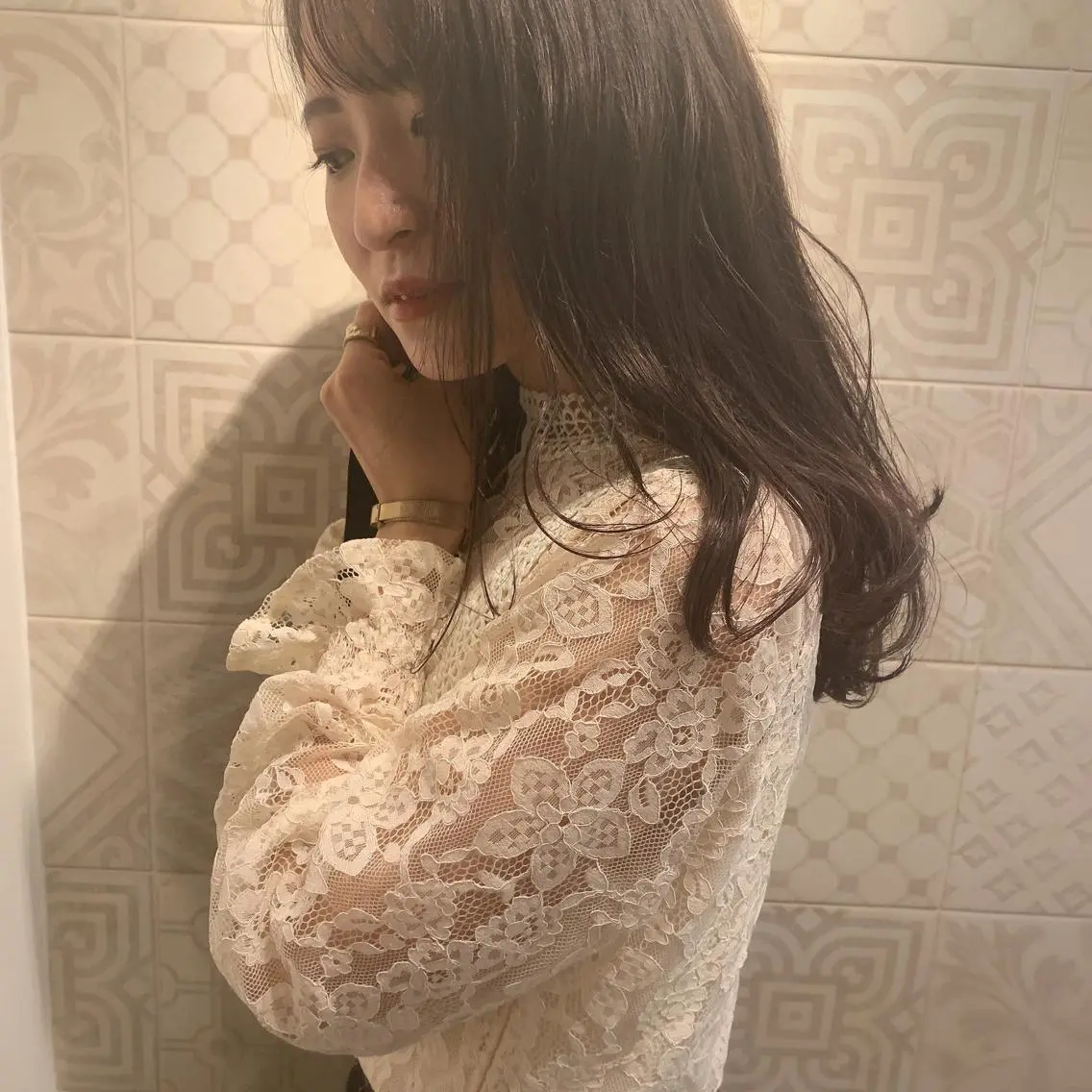 ミディアム カラー カット 縮毛矯正 トリートメント Tamagawa Sakiのヘアスタイル