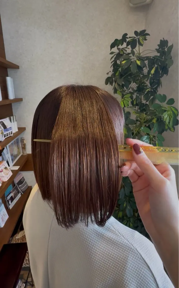 ミディアム 縮毛矯正 縮毛矯正 阿部 叶夢のヘアスタイル