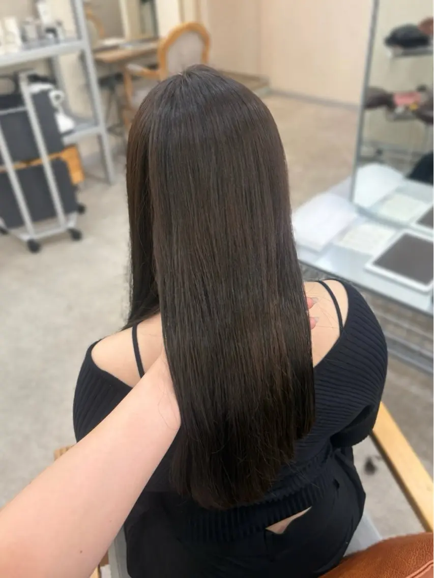 ロング カット ヘアカラー トリートメント MIDORI🎀 透明感/ベージュのヘアスタイル