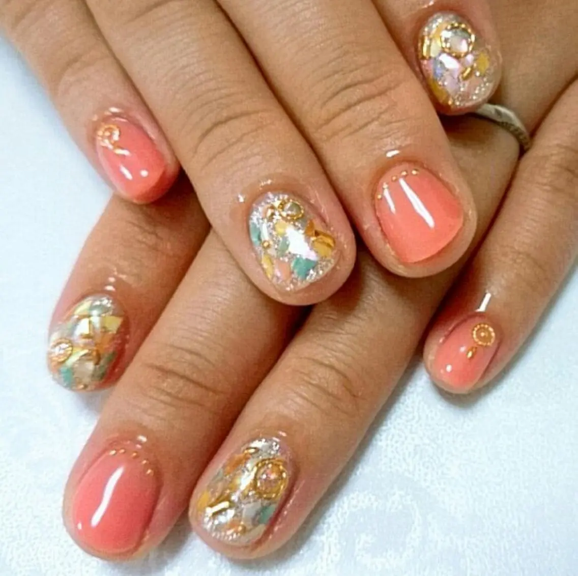 ネイル オレンジ JEWEL nailのネイルデザイン