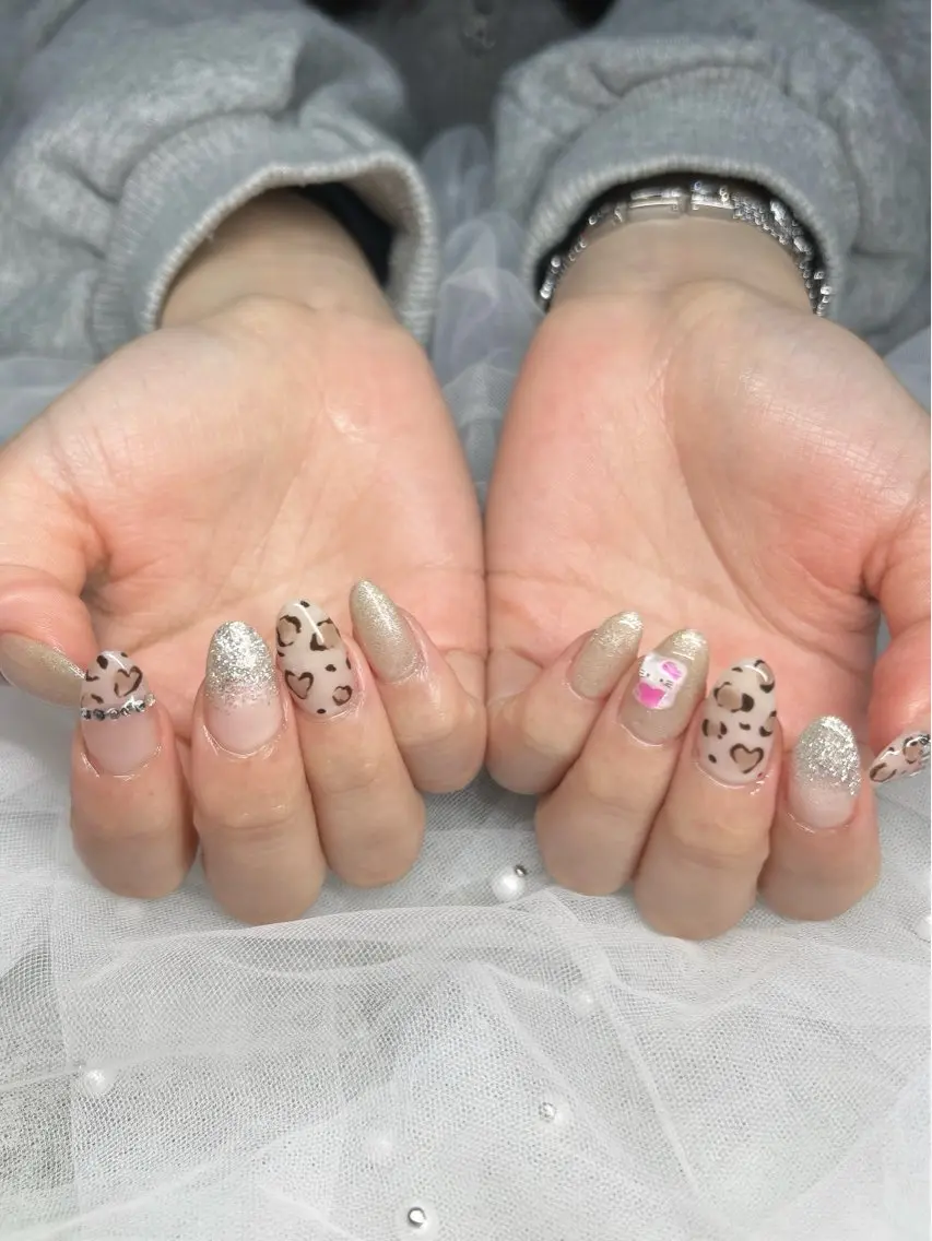ネイル アニマル柄 アートネイル ハート ハンドネイル ten nail salon かえでのネイルデザイン