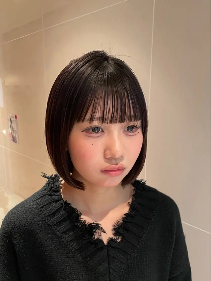 ショート パーマ ボブ 縮毛矯正 カット 縮毛矯正 トリートメント 縮毛矯正/レイヤー 🌙児玉光瑠のヘアスタイル