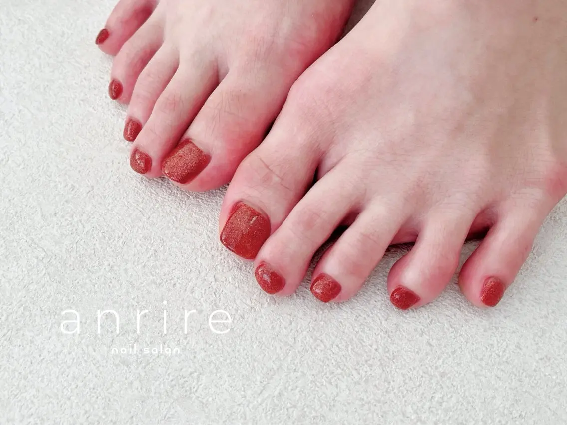 ネイル ボルドー フラッシュネイル フラッシュマグ フットネイル ジェルネイル nailsalon anrireのネイルデザイン