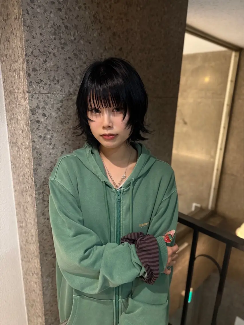 ミディアム カラー ボブ 顔周りカット レイヤーカット カット ヘアカラー ミカ/名駅/レイヤー /ブリーチなしカラーのヘアスタイル