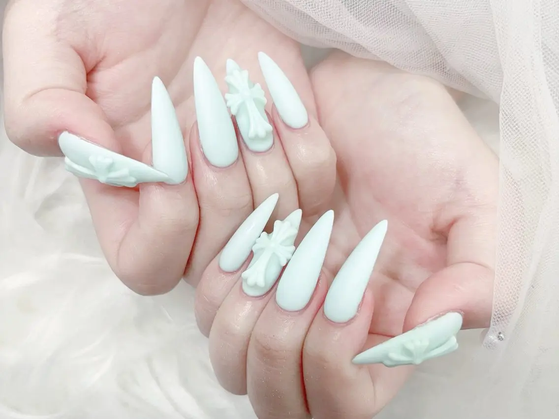 ネイル 成人式 マグネットネイル 大理石ネイル(マーブル) リボン 夏ネイル ハンドネイル MoMoA Nail ネイル長さ出し専門店のネイルデザイン