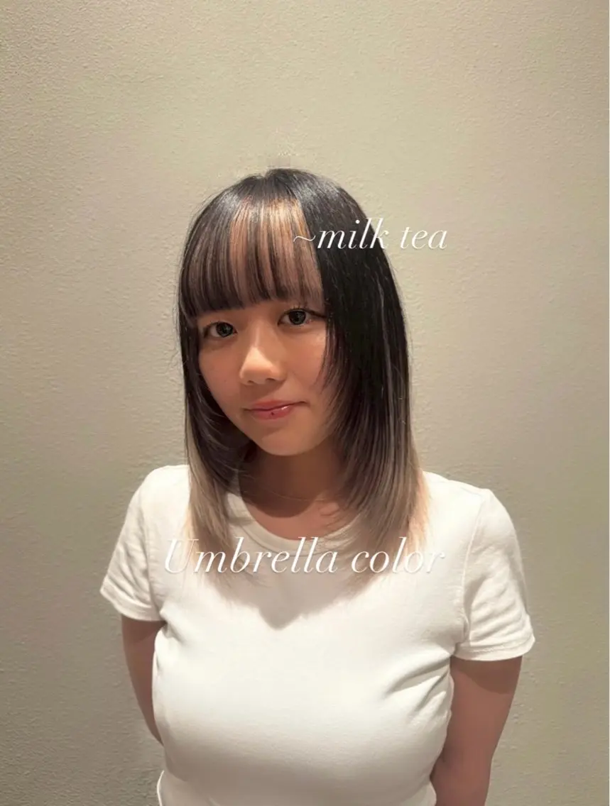ミディアム カラー 顔周りカット レイヤーカット カット ヘアカラー トリートメント 透明感/レイヤー/ 縮毛矯正/ほのか🍪のヘアスタイル
