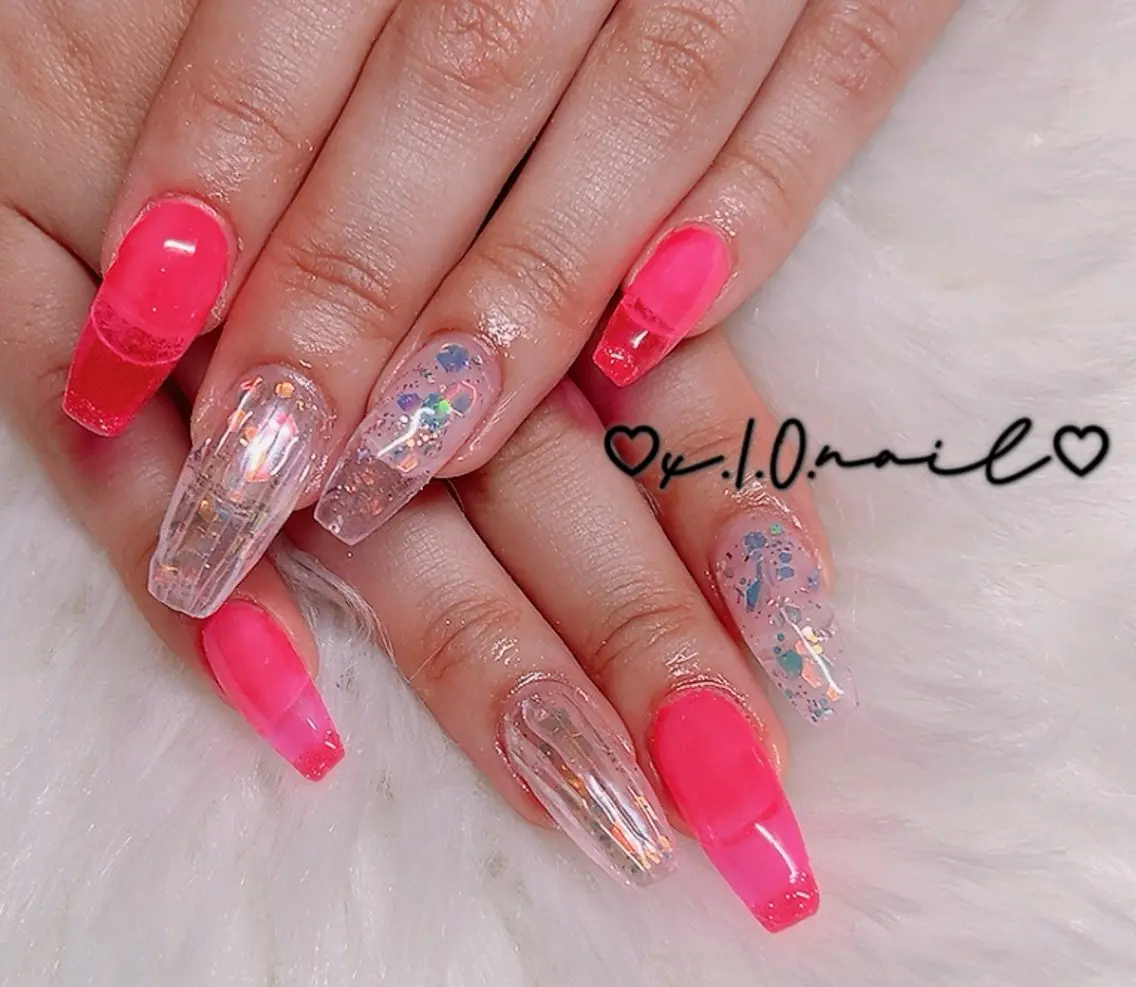 ネイル アニマル柄 アートネイル クリアネイル ミラーネイル ニュアンスネイル ハンドネイル x.1.0.nail ♡Cのネイルデザイン