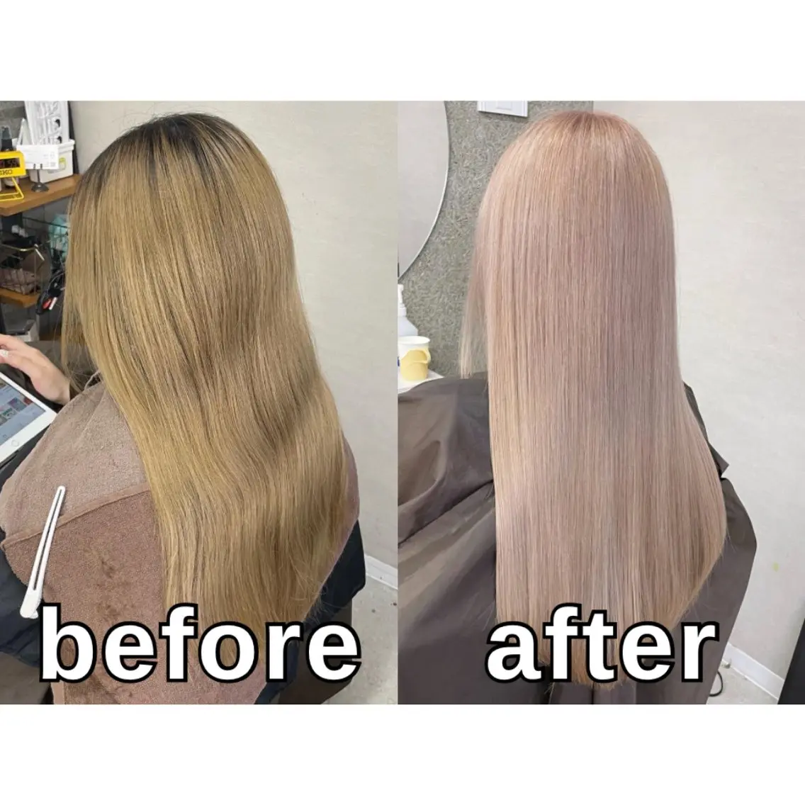 ロング カラー ブリーチ カット ヘアカラー トリートメント Lull1人美容室 イージーパーマのヘアスタイル