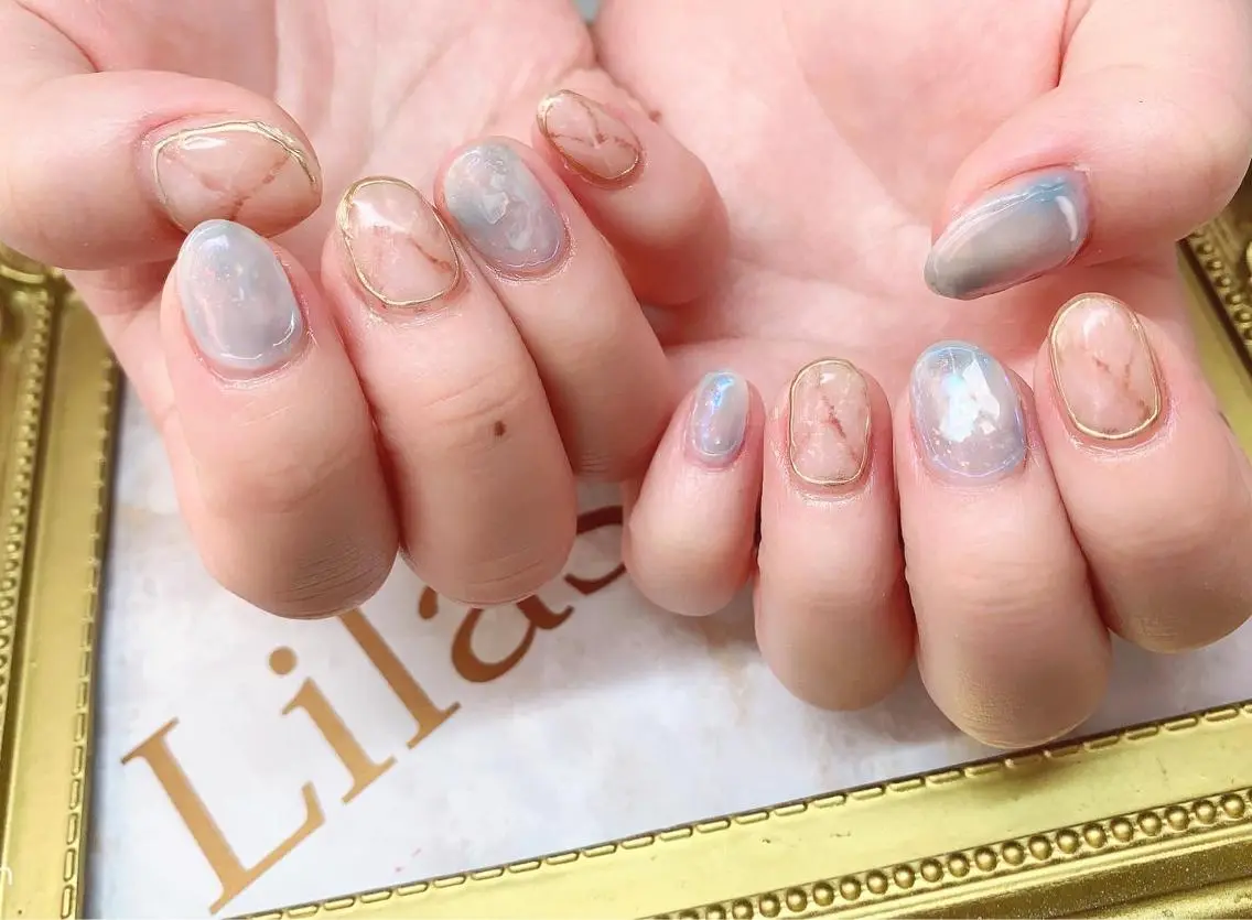 ネイル ジェルネイル グラデーション ハードジェル ロングネイル マグネットネイル Lilas Nailのネイルデザイン